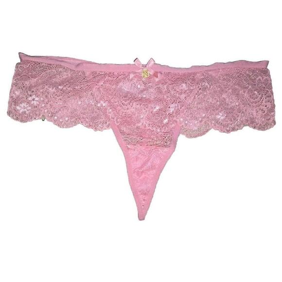 Pink Daisy Fuentes Lace 36B Push Up Longline Bra Set LARGE Thong Lingerie NWT - Picture 2 of 9